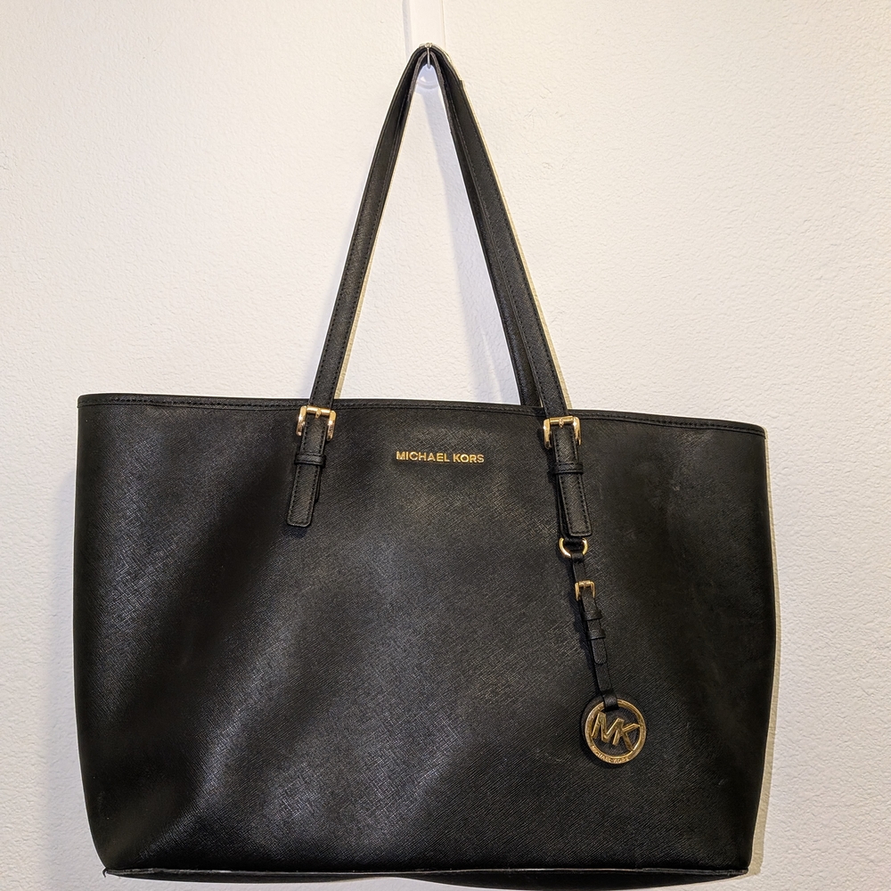 Michael Kors Black Tote with Gold Accents